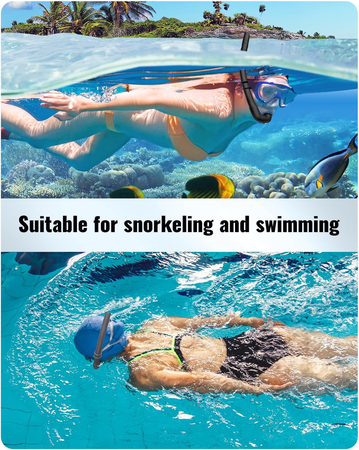 W WSTOO Adults Diving Snorkel Breathing Tube Silicone Flexible Foldable Snorkel Anti-Drop for Freediving Swim Training,Diving and Scuba Diving,Easy to Carry for Travel