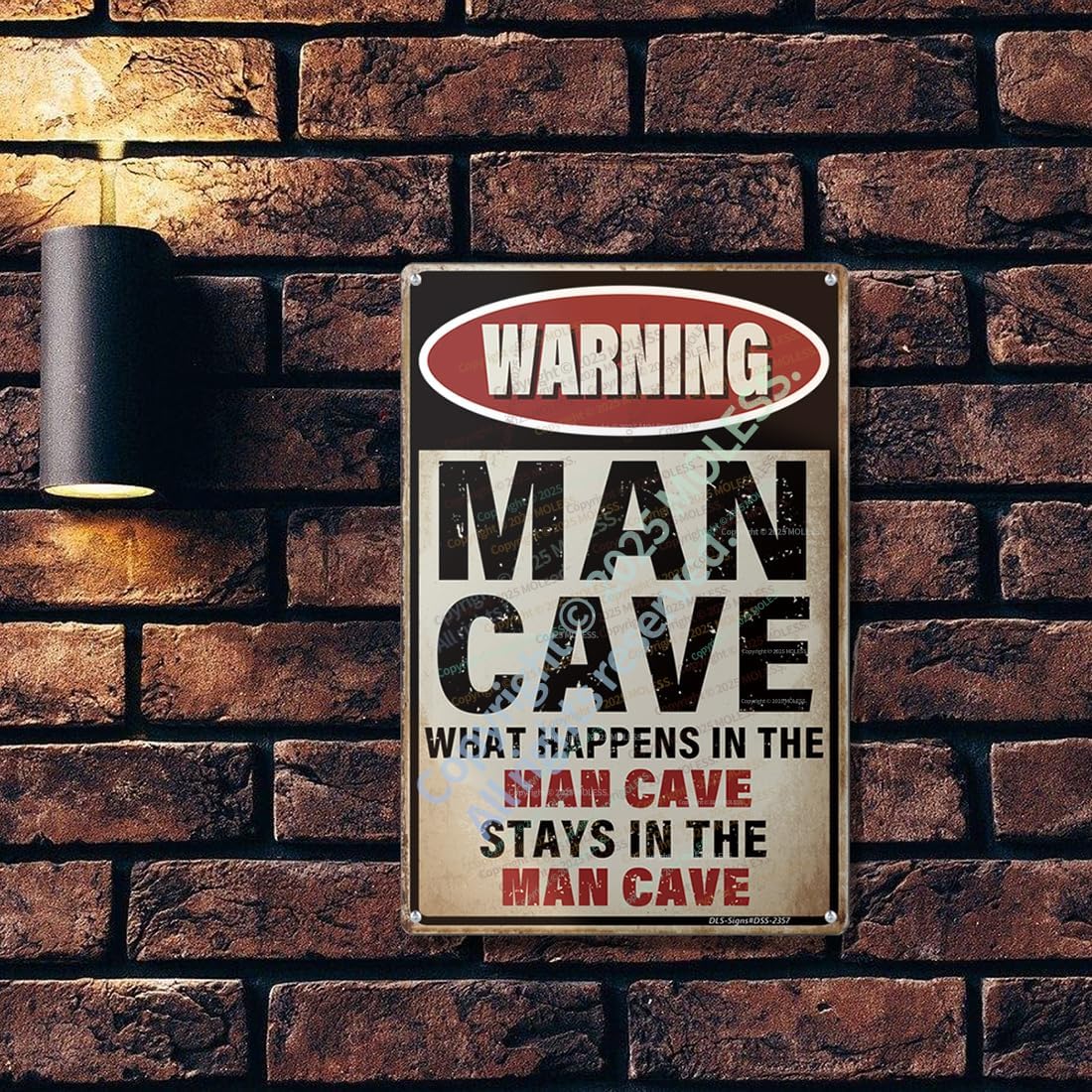 What Happens Here, Stays Here!' Funny Man Cave Decor for Men | 12x8″ Durable Vintage Metal Man Cave Signs Wall Decorations for Basement/Garage/Mancave, 2357