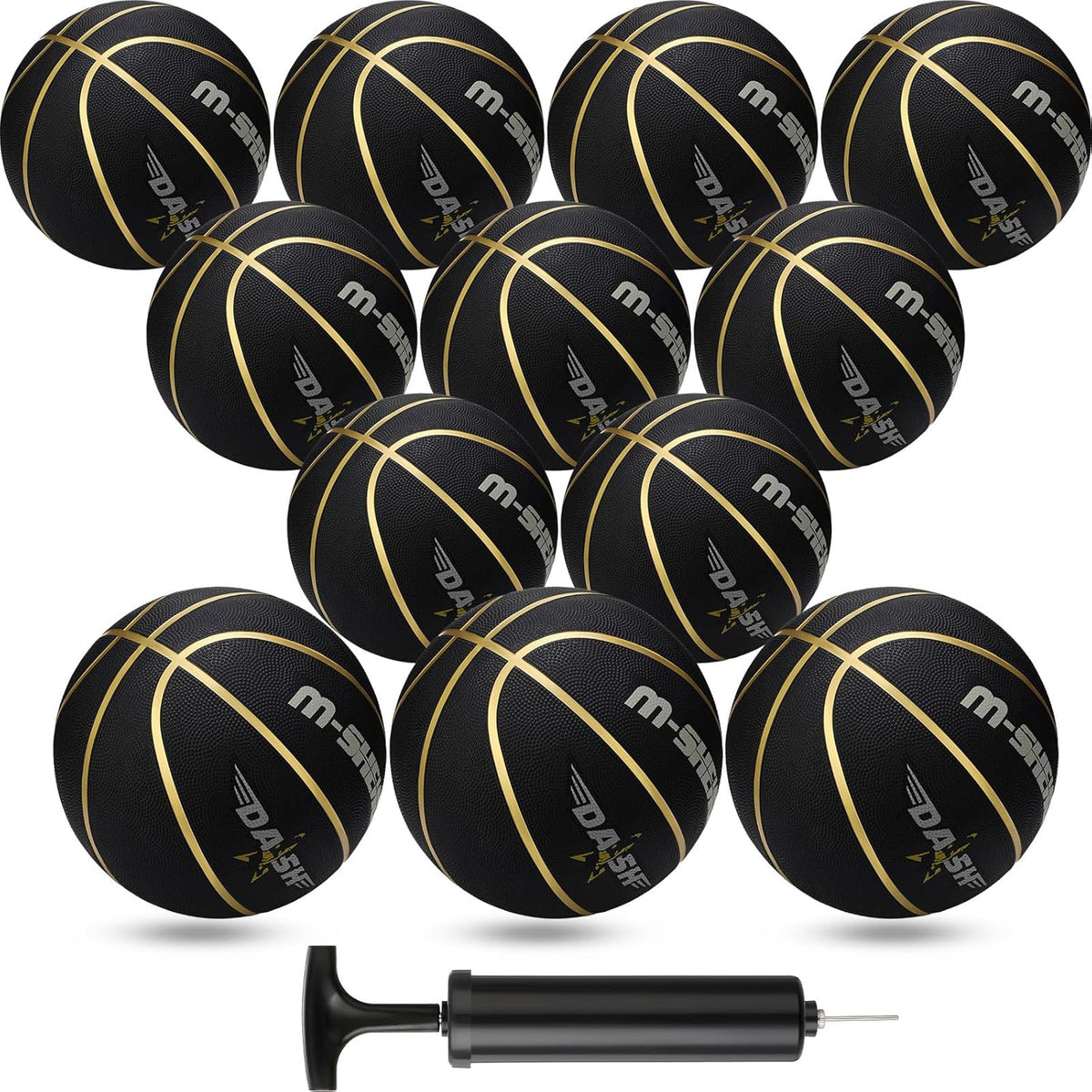 Jerify 12 Pieces Basketballs Bulk Official Size 7 Rubber Basketballs 29.5 Rubber Inflatable Basketballs with Pump Indoor Outdoor Basketballs Bulk Standard Basketball for Training and Play
