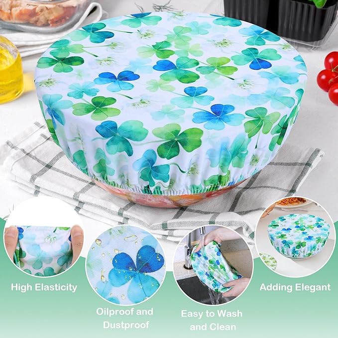 5 Pieces Bowl Covers Reusable, 5 Size Elastic Cloth Bowl Covers for Bread Proofing Stretch Food Covers Washable for Food Fruits Leftover (Lavender)