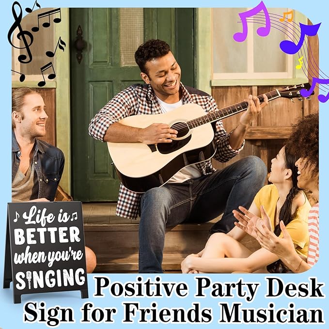 Life Is Better When You're Singing Music Desk Sign for Home Office Workspace Cute Music Decor Room Decorations Accessories for Women