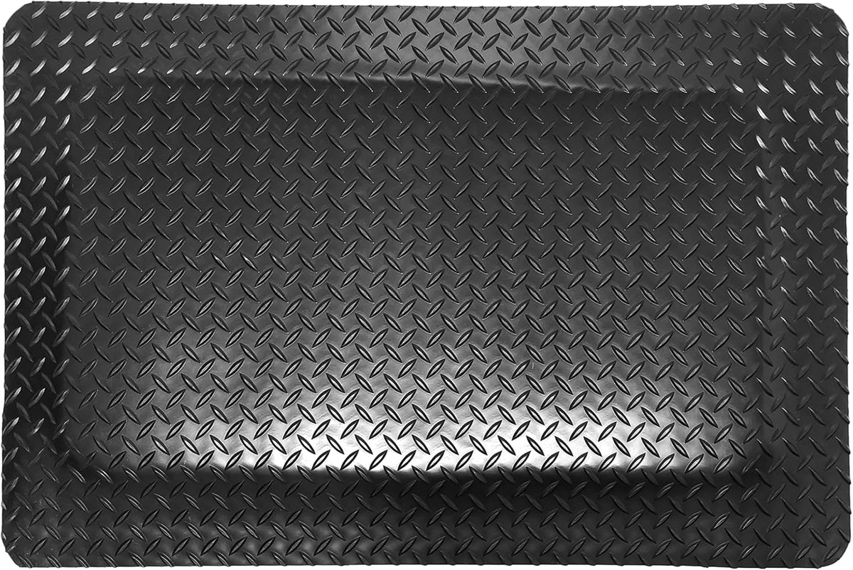 Rhino Mats, American Classic Diamond Anti-Fatigue Mats, Industrial Ergonomic Comfort Standing Mat for Work, Home, Garage, Office, Kitchen or Anywhere (Black 1" Thick, 2 FT. x 12 FT.)