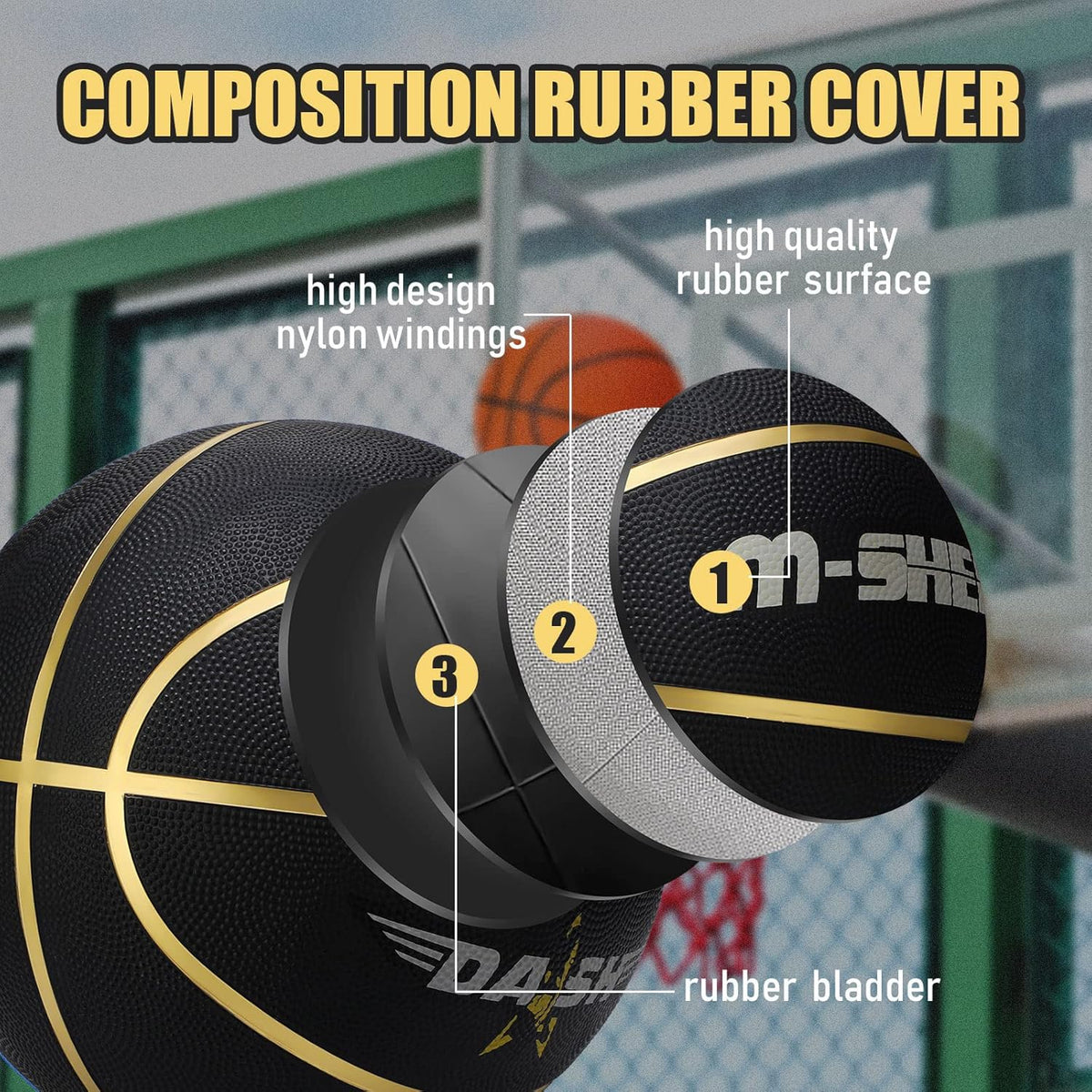 Jerify 12 Pieces Basketballs Bulk Official Size 7 Rubber Basketballs 29.5 Rubber Inflatable Basketballs with Pump Indoor Outdoor Basketballs Bulk Standard Basketball for Training and Play