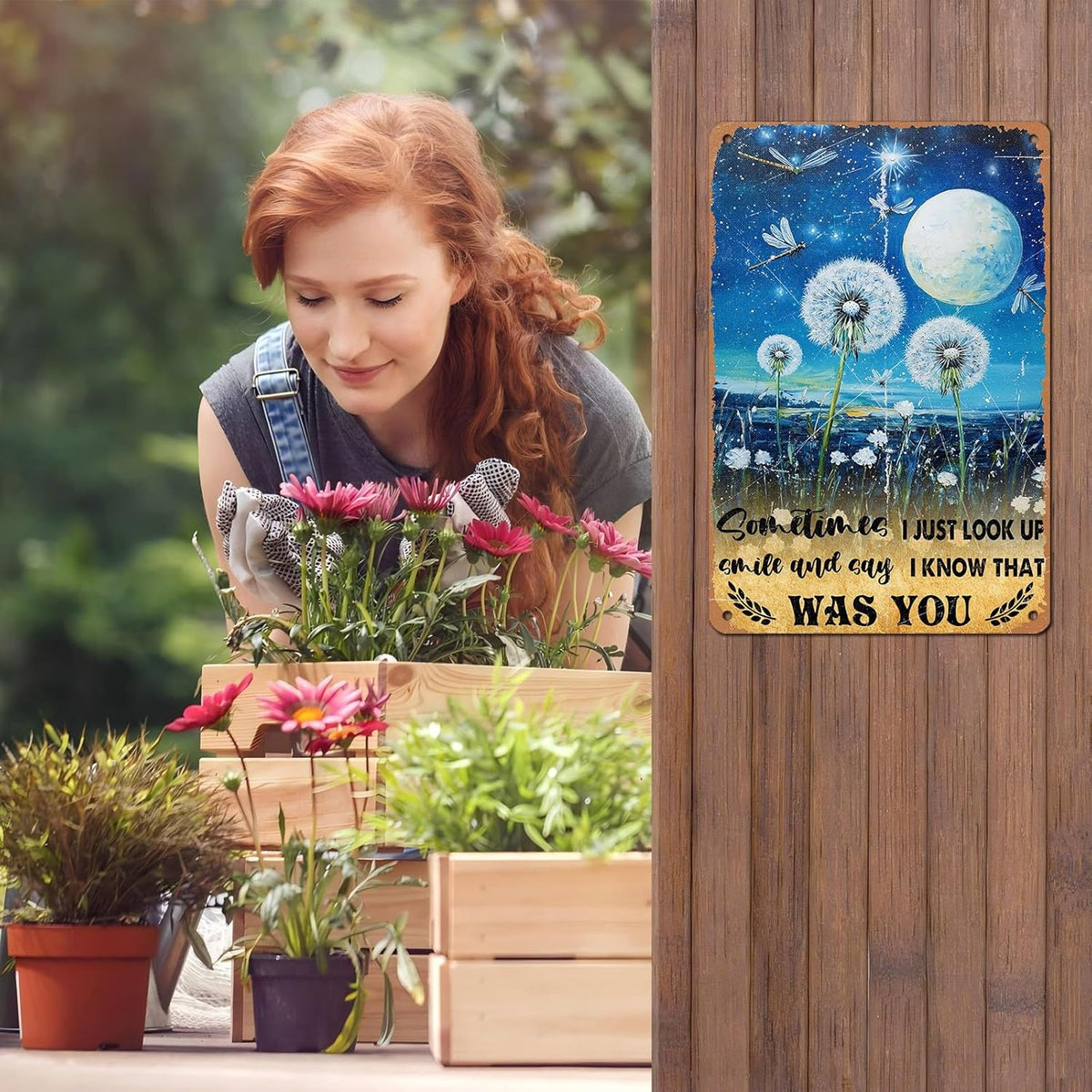 Vintage Dragonfly Tin Sign Sometimes I Just Look Up Smile and Say I Know That was You Retro Metal Poster Funny Wall Art Cafe Office Bar Plub Club Toilet Farm Room Garden Plaque 12 * 8inch