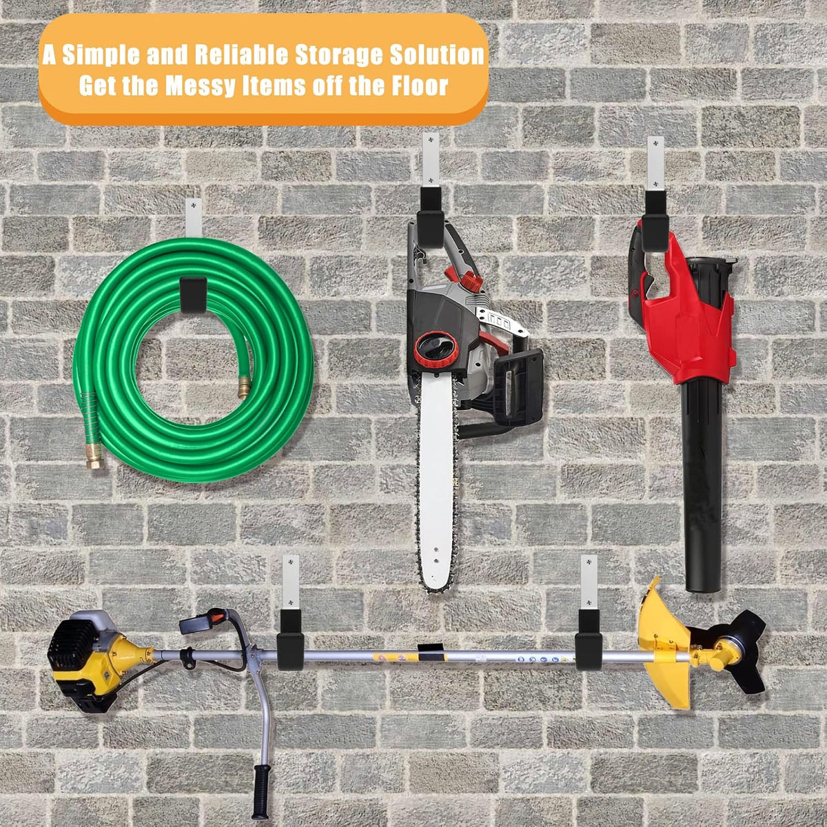 Heavy Duty Utility Hooks - Wall Mount for Garage Storage, Hose & Bike Hangers (2 Small & 2 Medium)