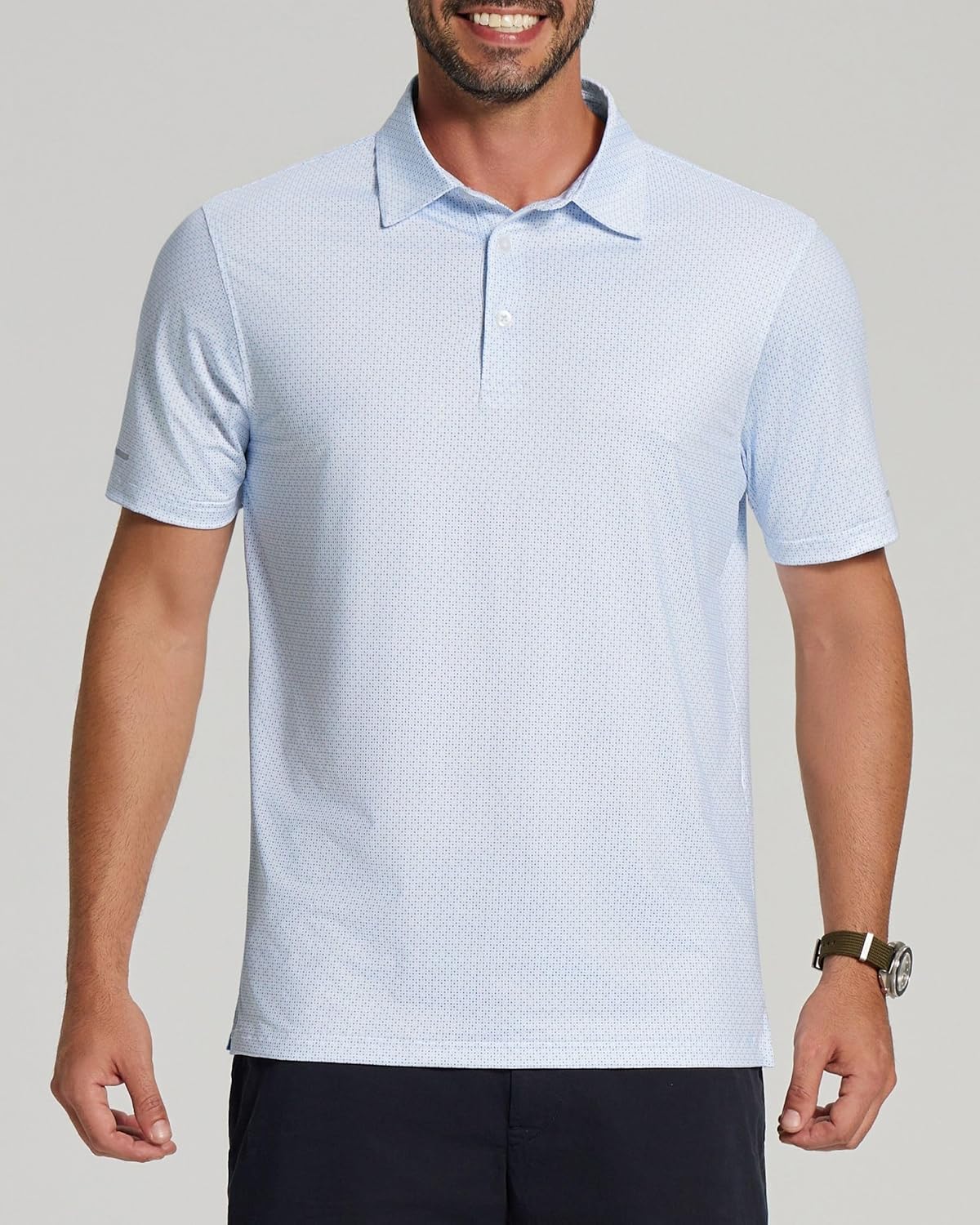 Golf Shirts for Men - Moisture Wicking Short Sleeve Performance Sport Casual Striped Collared Mens Polo Shirt