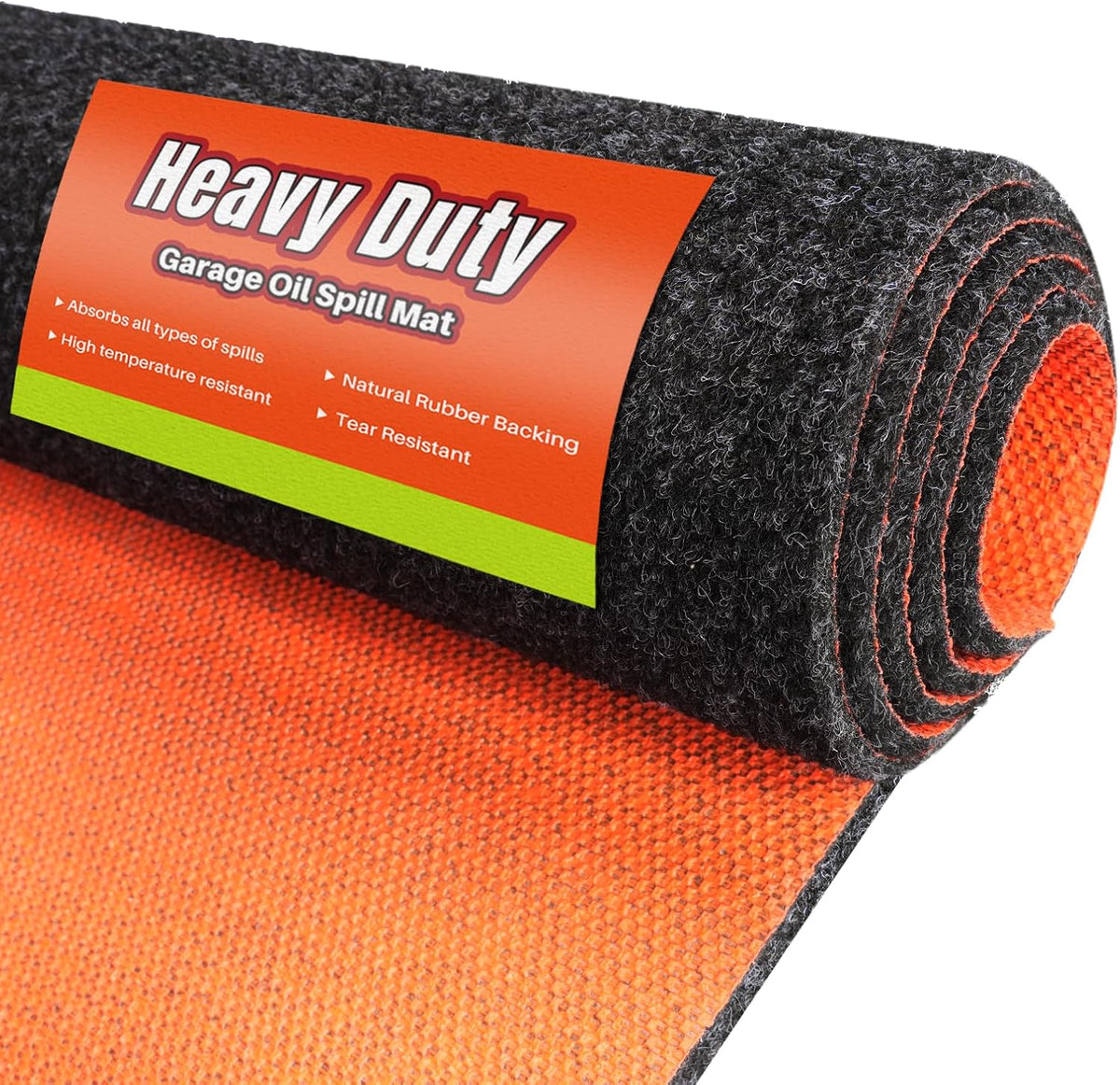 Heavy Duty Oil Spill Mat, Garage Floor Mat for Under Car, 32" X 32", Waterproof, 1/4" Rubber Backing Protects Floor, Reusable, Absorbs All Types of Spills (Black, 32" X 32")