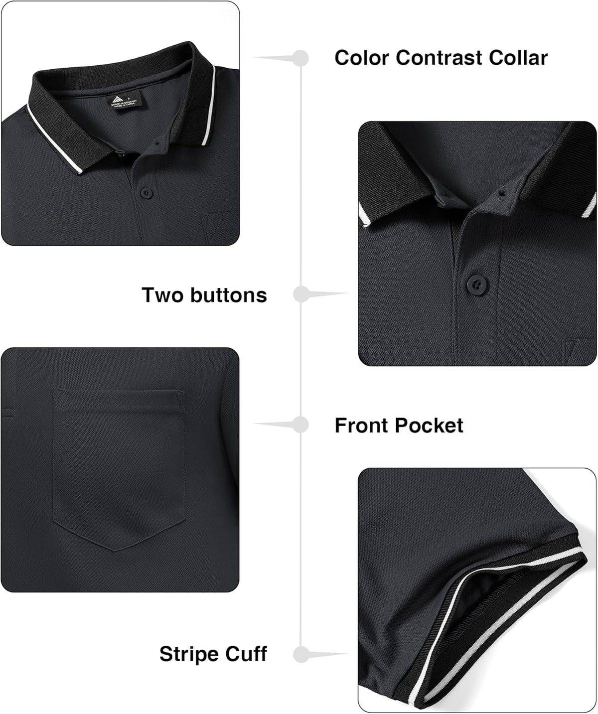 ZITY 3 Pack Men Polo Shirts Short Sleeve with Pocket Sport Wicking Shirts for Men Casual Athletic Collared T-Shirts