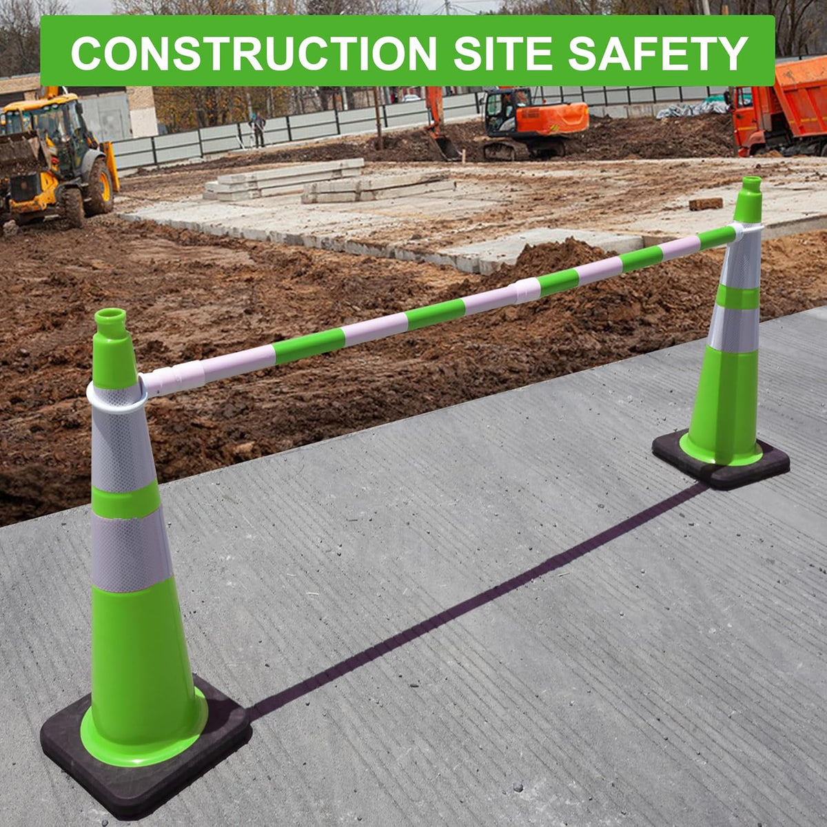 OrangeStar 6 Pack 36" Traffic Safety Cones, Green Parking Cones Construction Cones with Reflective Collar, Heavy Duty Base for Roadwork, Highway, Parking Lot Safety, Warehouse, Indoor & Outdoor Use