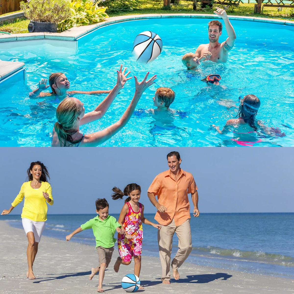2 Pack Pool Basketball - Choose Between Size 3 and Size 6, Waterproof Ball with Anti-Slip Grip, Sturdy for Swimming Pool Basketball Hoops & Games