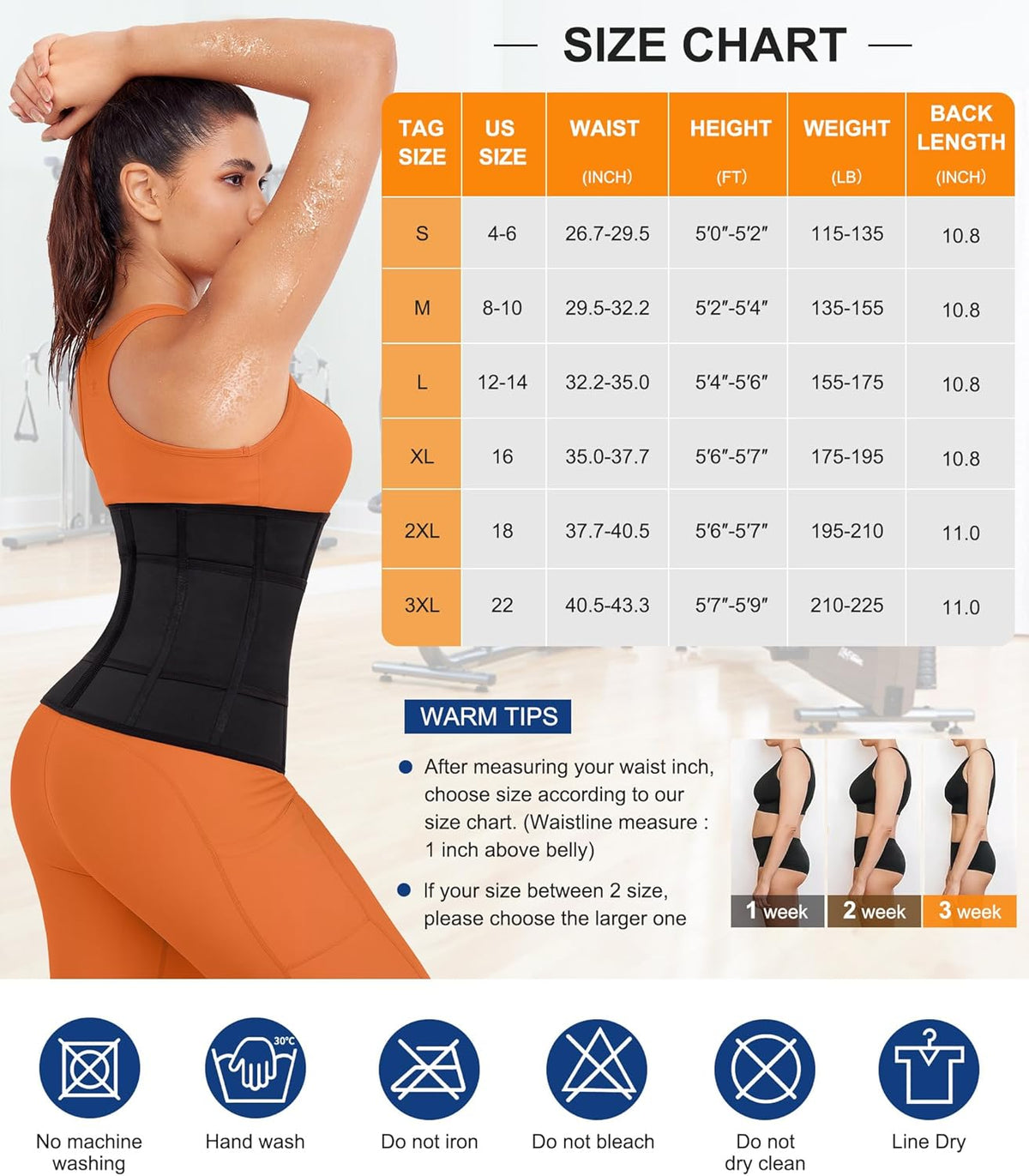 TrainingGirl Waist Trainer for Women Belly Working Out Trimmer Corset Sauna Sweat Belt Band Stomach Wrap Body Shaper Fajas