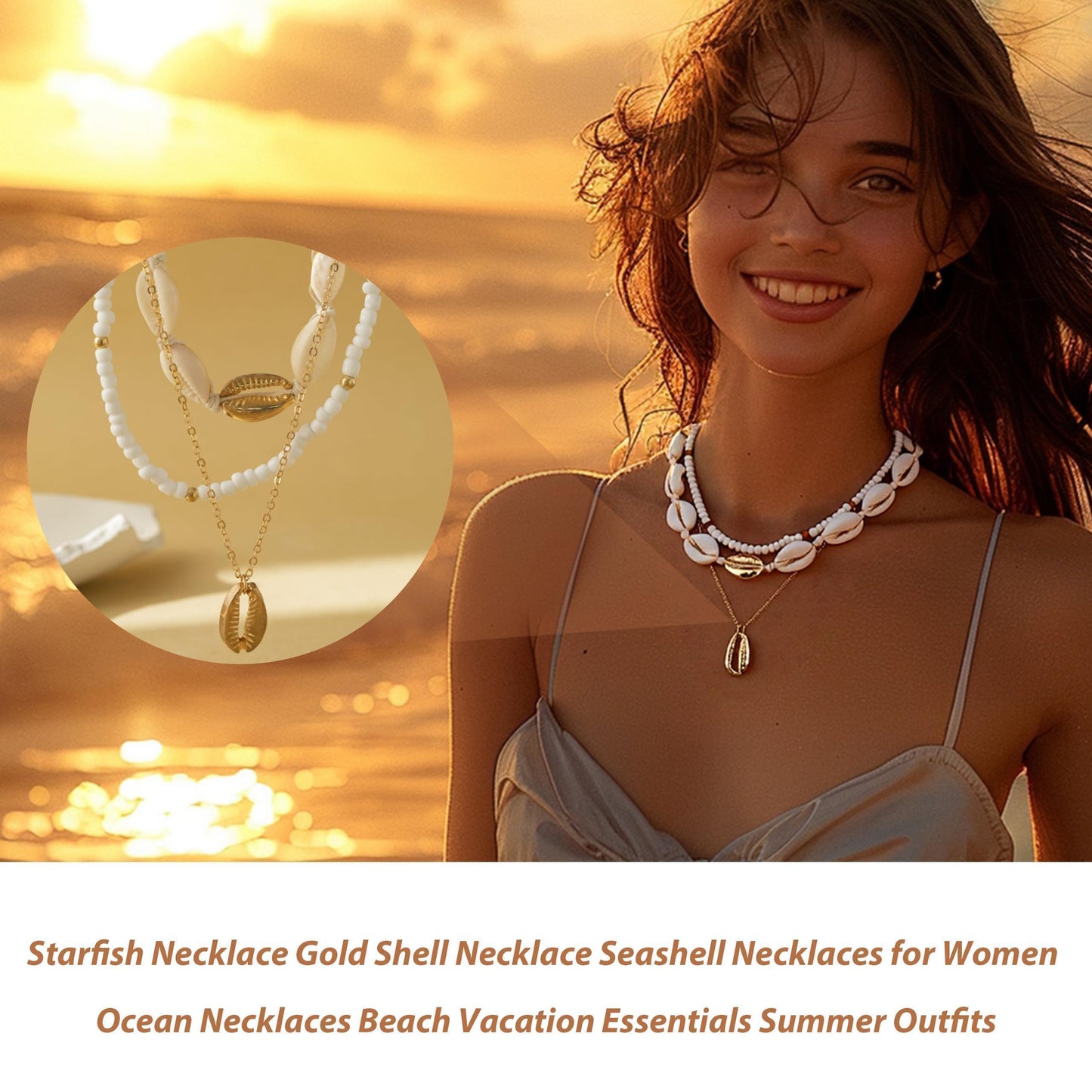 Your Always Charm Cowrie Shell Necklace for Women Puka Shell Necklace Beach Accessories Summer Vacation Outfits Layered Ocean Jewelry 2026