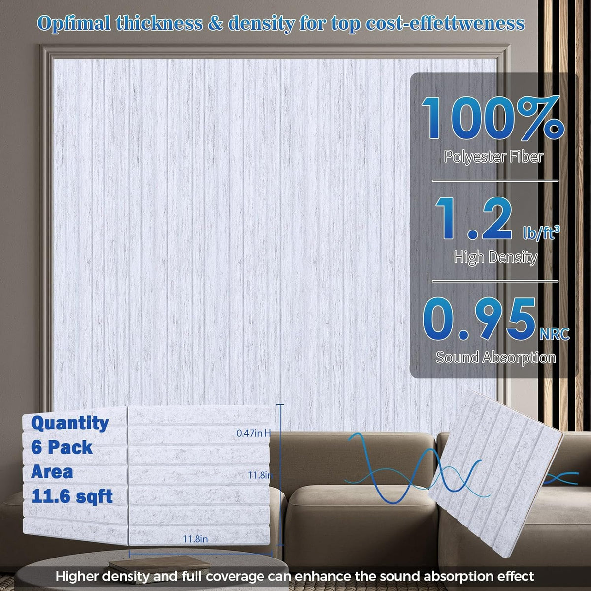 12 Pack Large Fold Soundproof Wall Panels,12 x 12 x 0.47 in Sound Proof Foam Panels for Walls, 1.2lb/ft³ High Density, Thicker 0.47in, Acoustic Panels, Sound Dampening Panels Gray
