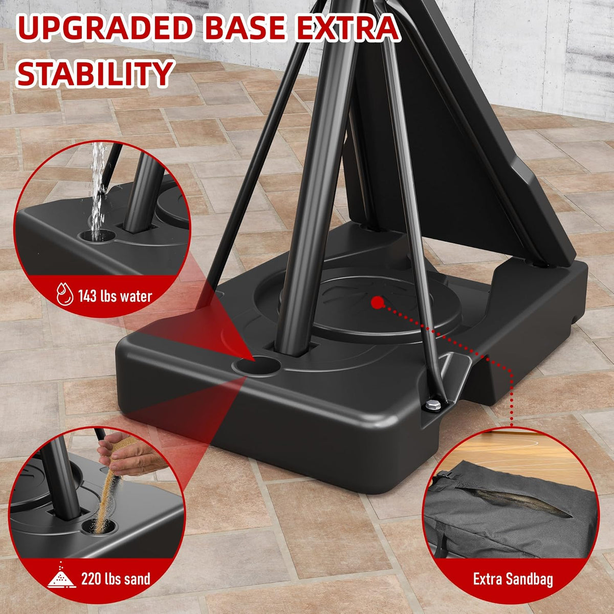 Basketball Hoop Outdoor with 44/54 Inch Shatterproof Backboard, 5.25-10FT Height Portable Basketball Hoop with Sandbag, Adjustable Basketball Goal System