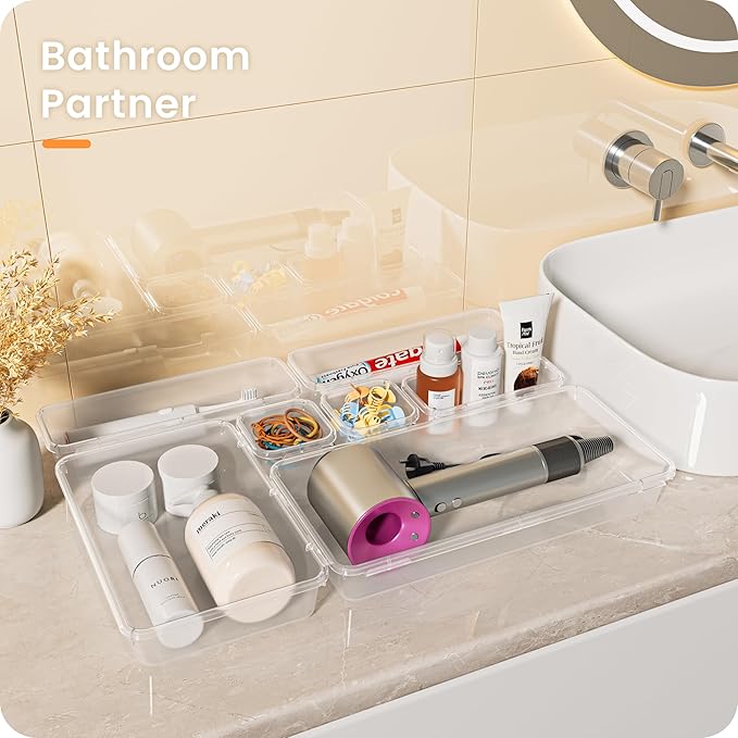 【Military Grade】A-LuGei Drawer Organizer, 【】 Makeup organizer, 【Holds 177 Items】 Bathroom Organizers and Storage, Organization and Storage, Desk Drawer Organizer for Bathroom Vanity