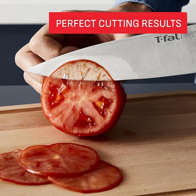 T-fal 20 piece set of Signature Nonstick Cookware with Ice Force German Stainless Steel Kitchen Knife Set and Wood Block