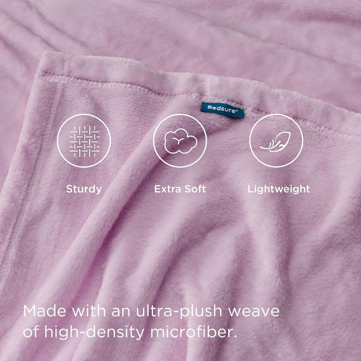 Bedsure Fleece Throw XL Blanket Light Purple - 300GSM Soft Lightweight Plush Cozy Blankets for Bed, Sofa, Couch, Travel, Camping, 50x70 inches