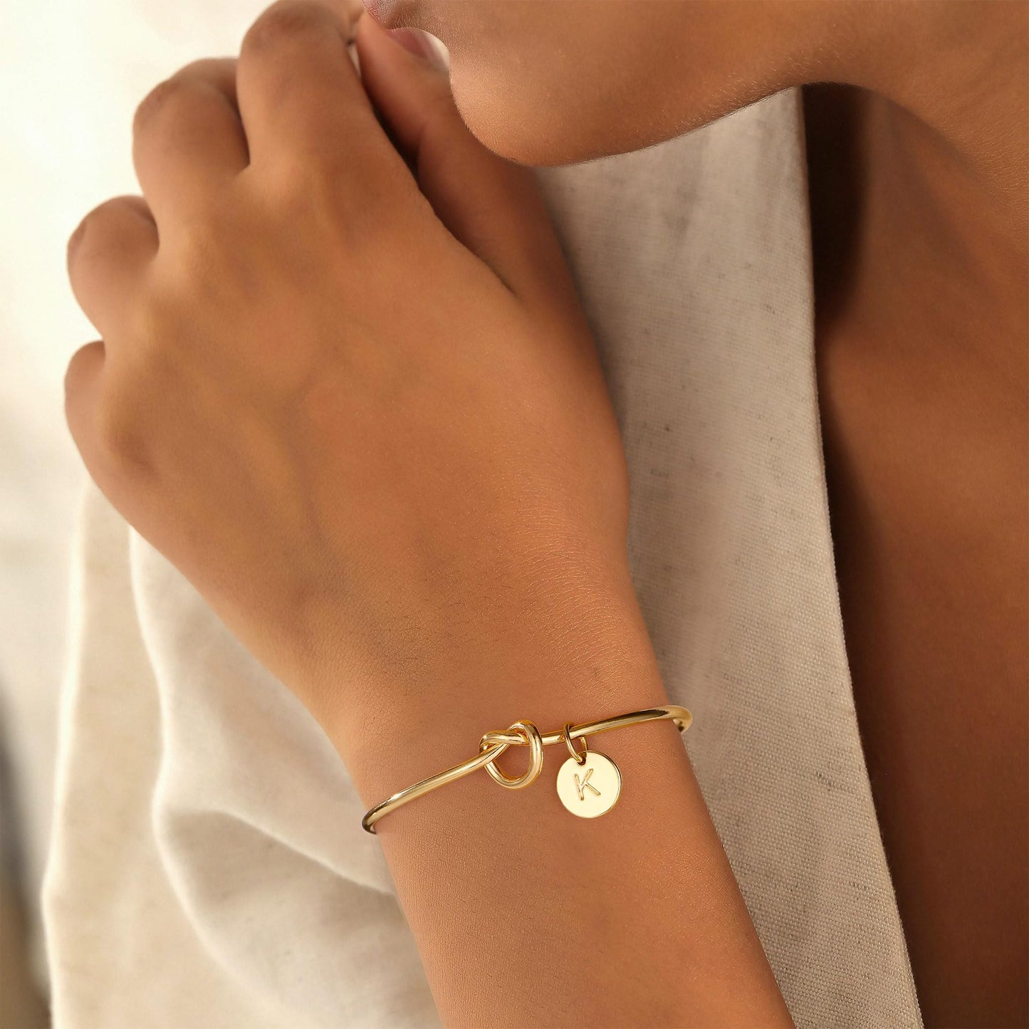 Turandoss Initial Bracelets for Women - Dainty Knot Letter A Initial Bracelet Personalized Cuff Bangle Bracelet for Women Jewelry Gifts