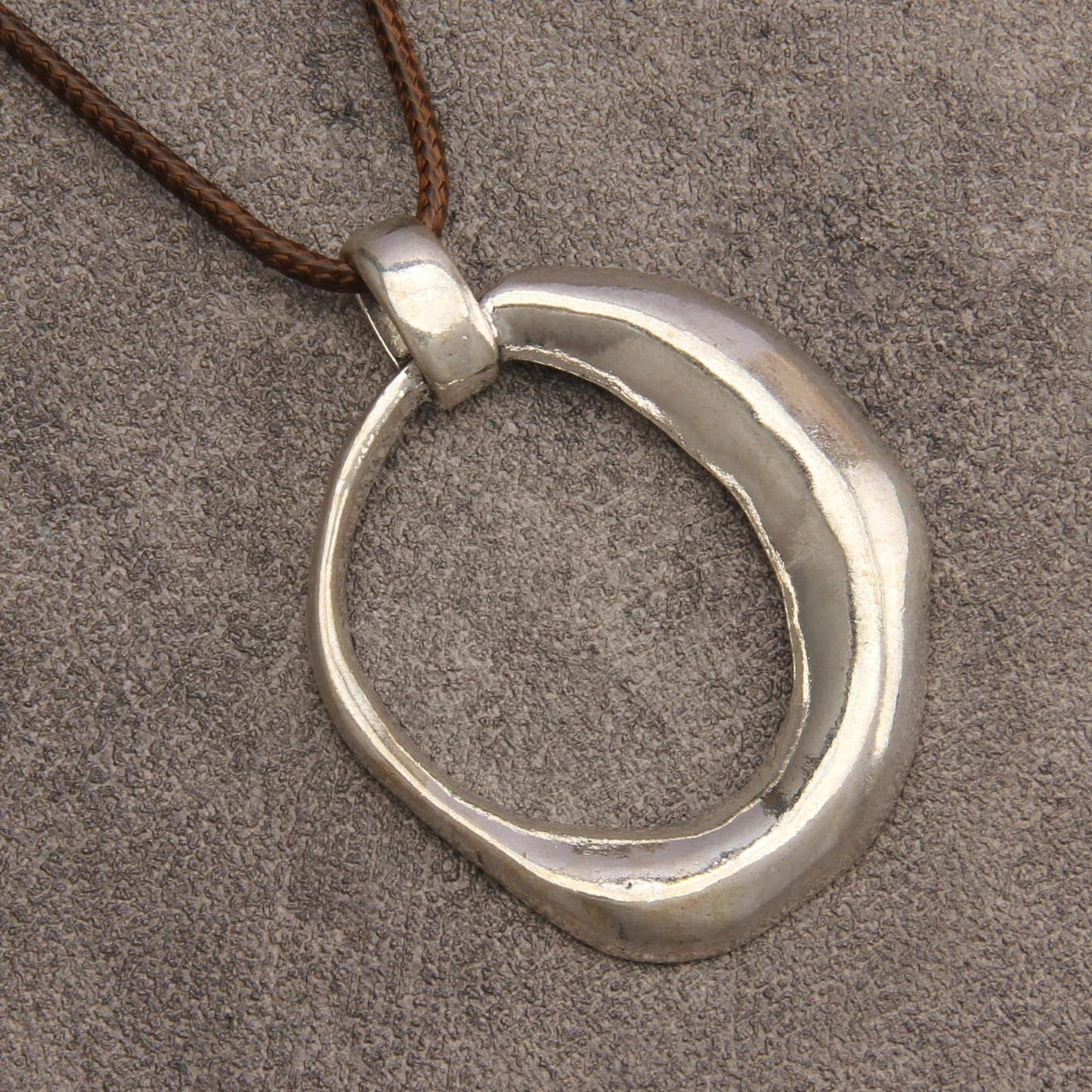 joymiao Boho Necklace for Women Silver Pendant Necklaces Chunky Circle Necklace Leather Cord Necklace Retro Style Jewelry