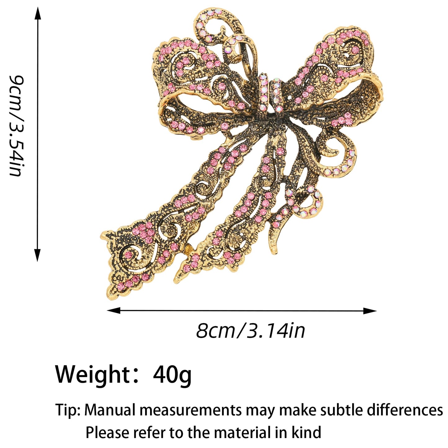 Vancy Utopia Rhinestone Bow Brooch Vintage Crystal Large Bowknot Brooches for Women Brooch Pin Wedding Fashion Jewelry Accessories,Women Gift