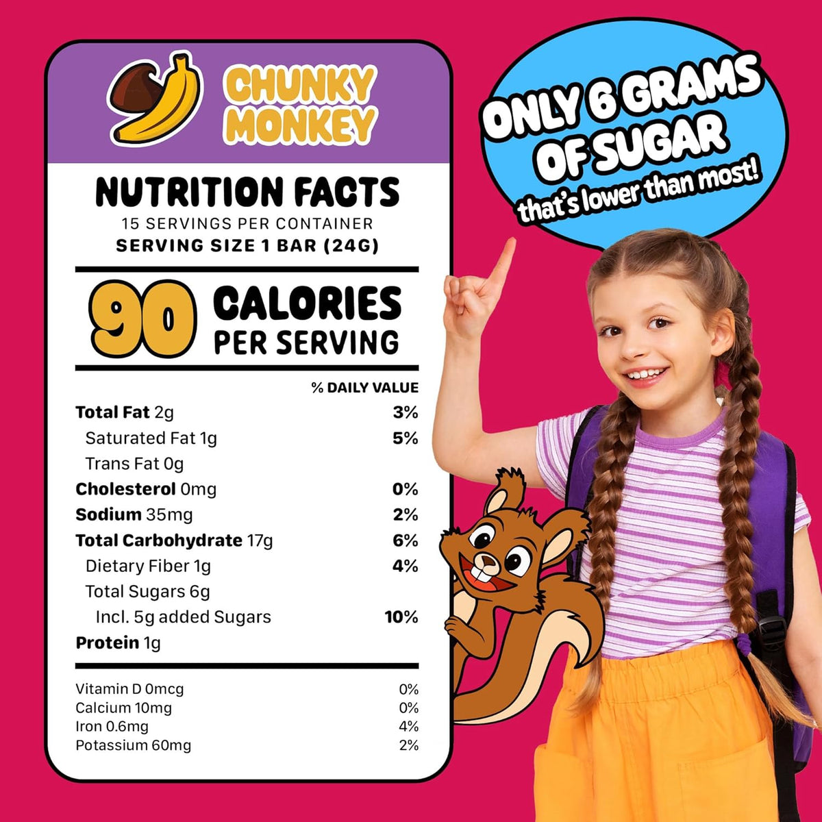 Snakkidz Organic Chewy Granola Bar, Allergen Free, Made with Avocado Oil, Low Sugar (15 Bars, Chunky Monkey)