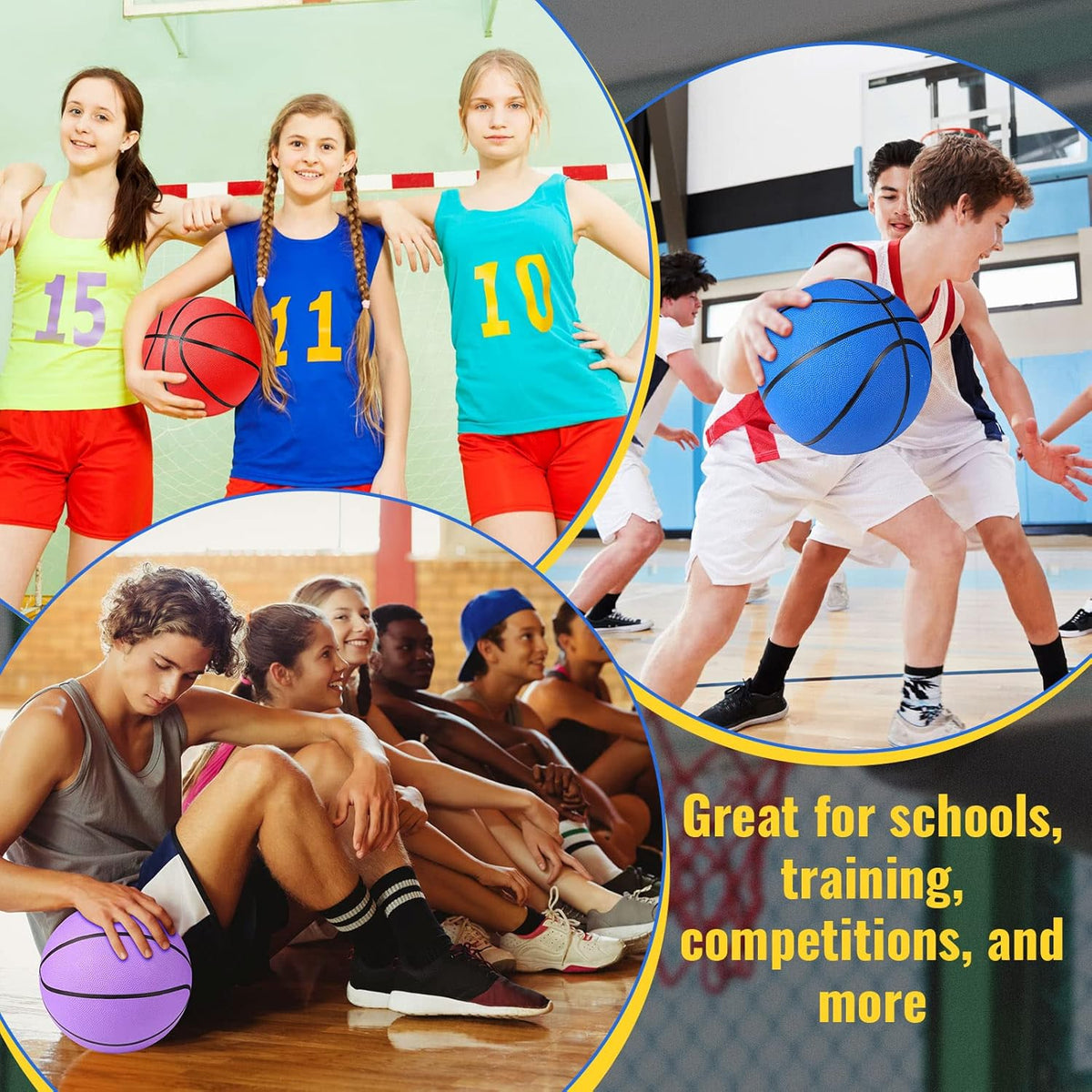 Jerify 12 Pack Official Size Rubber Basketballs for Kids Child Junior Youth Indoor Outdoor Sports Basket Balls with Pump Back to School Student Gifts Operation Christmas Bulk Items