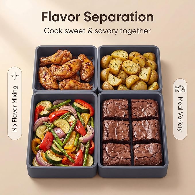 4-Pack Silicone Sheet Pan Dividers Nonstick Heat-Resistant Baking Trays for Oven, Multifunctional Cheat Sheets Silicone Baking Pan for Food Prep & Picnic Storage