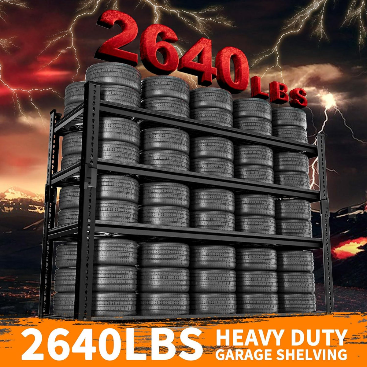 Storage Shelves Heavy Duty 2 PCS, 48"L x 18"W x 60"H Garage Wire Shelving Unit Loads 2640LBS, 4-tier Adjustable Metal Industrial Utility Shelf Rack for Kitchen, Laundry, Pantry, Warehouse, Basement