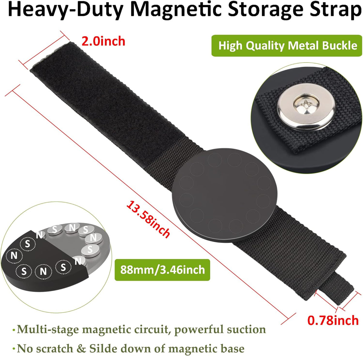 ULIBERMAGNET Strong Magnetic Hooks,Heavy Duty Magnetic Storage Tool Organizer,Extension Cord,Hose, Cable, Rope,Tools,Pick-up,RV and Workshop(2 Pack/3.46INCH)