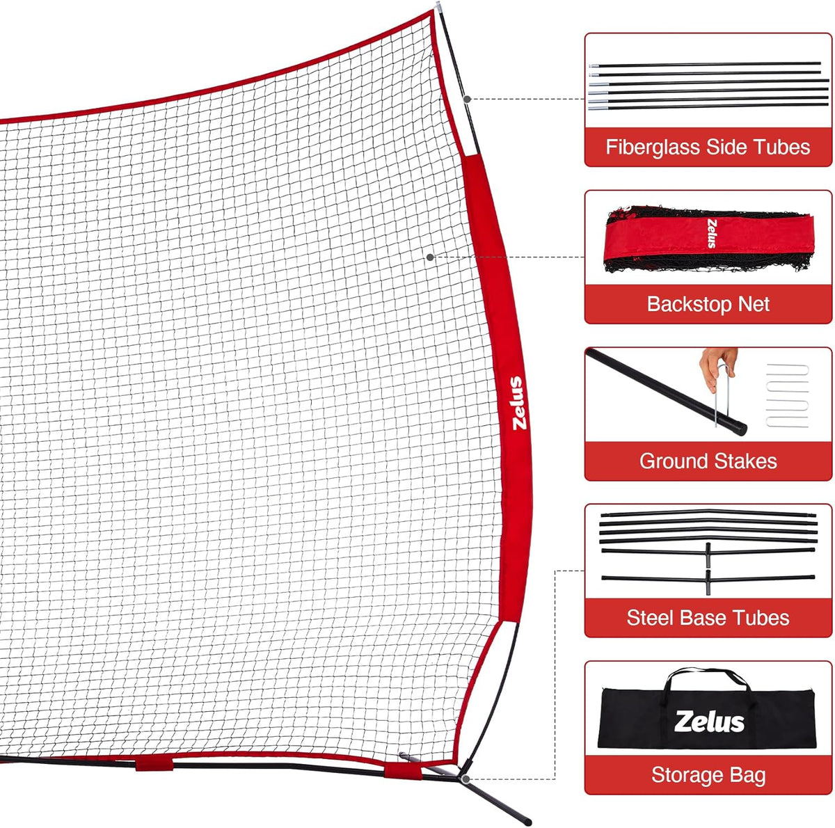 12x9ft / 16x10ft Barricade Backstop Net, Ball Sports Barrier, Practice Net for Baseball, Softball, Lacrosse, Soccer, Basketball and More