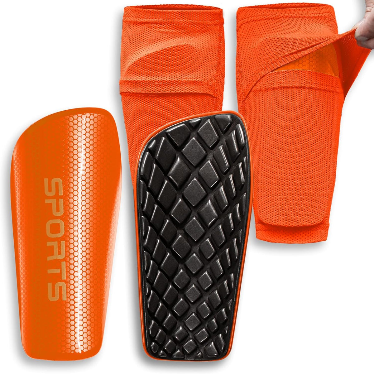 Soccer Shin Guards for Kids Youth Adults - Shin Pads and Sleeves with Optimized Insert Pocket for Boys Girls Men Women for Football Games - Protective Soccer Equipment