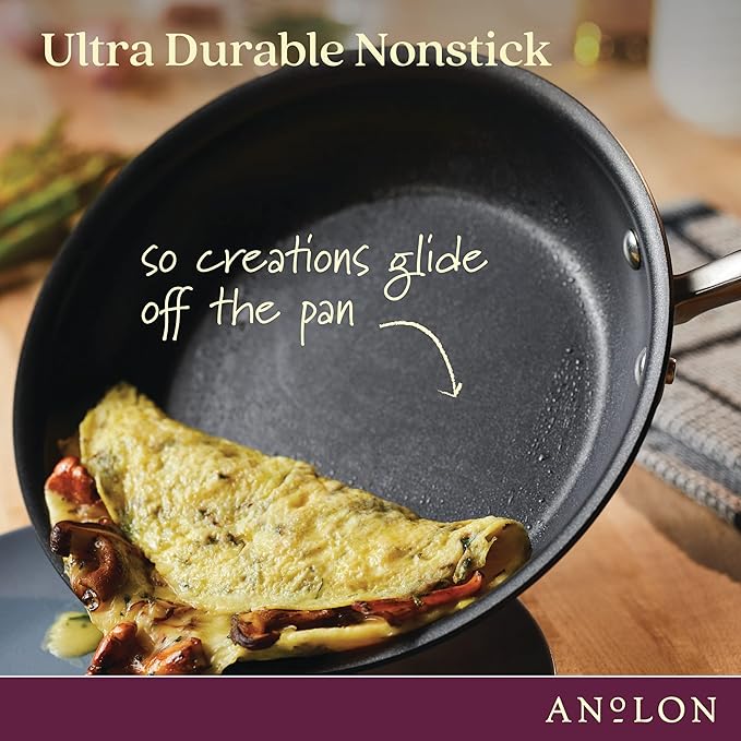 Anolon Advanced Home Hard Anodized Nonstick Skillet, 10.25 Inch – 10 Inch Fry Pan, Non Stick Saute Pan, Durable Cooking Skillet - Onyx