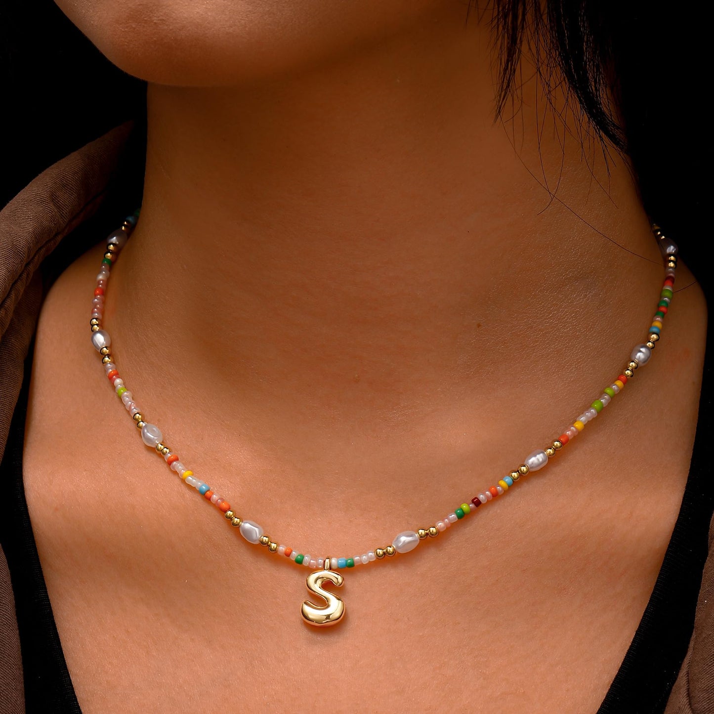 Ritach Initial Necklaces for Women Jewelry - Letter U Necklace Colorful Initial Necklaces for Women Beaded Boho Necklace Summer Beach Jewelry