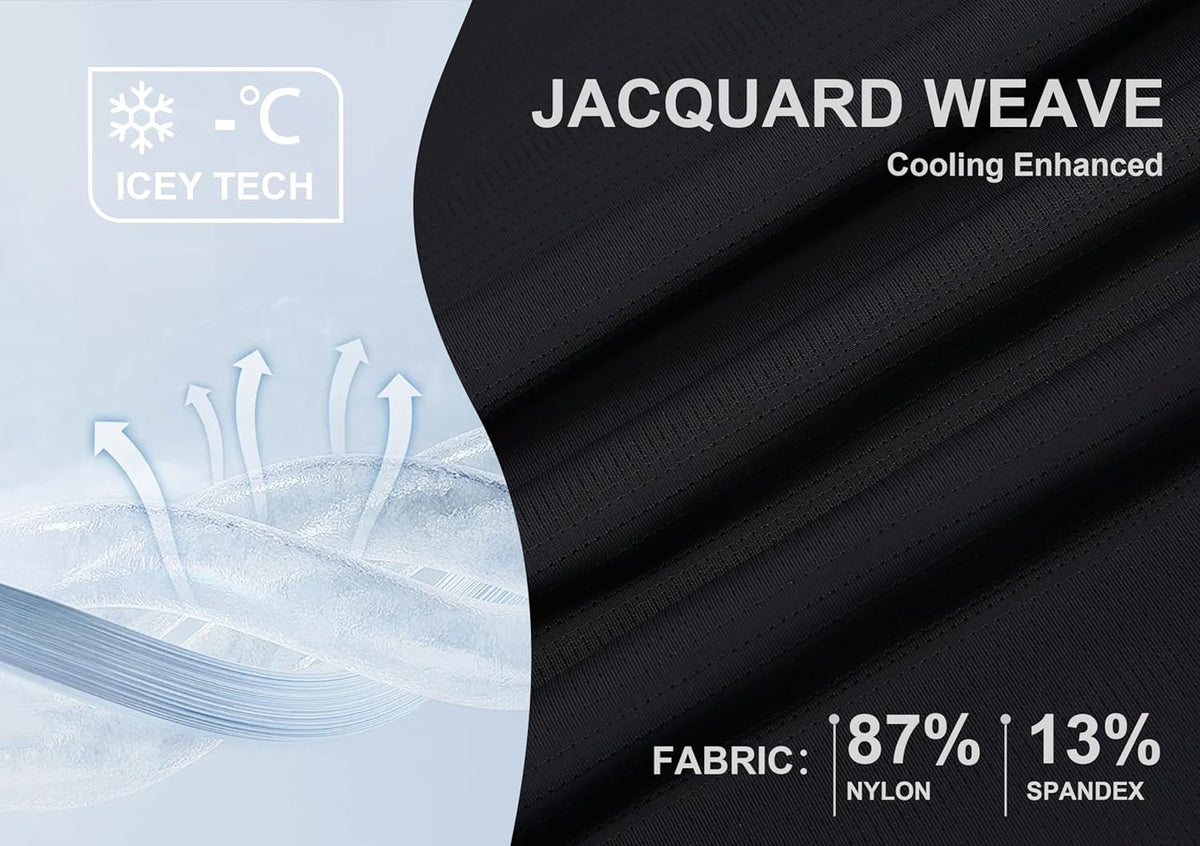 Esabel.C Jacquard Golf Shirts for Men Moisture Wicking Short Sleeve Performance Dry Fit Active Mens Polo Shirts