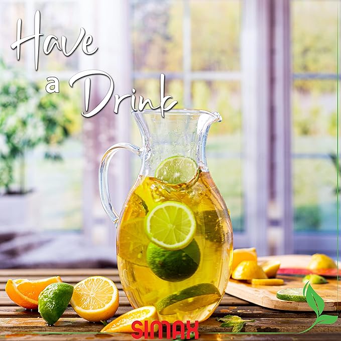 Simax Glass Pitcher With Spout, 1.5 Quart Borosilicate Glass Pitchers With Handle, Made in Europe Glass Water, Cocktail, Margarita, Sangria Pitcher