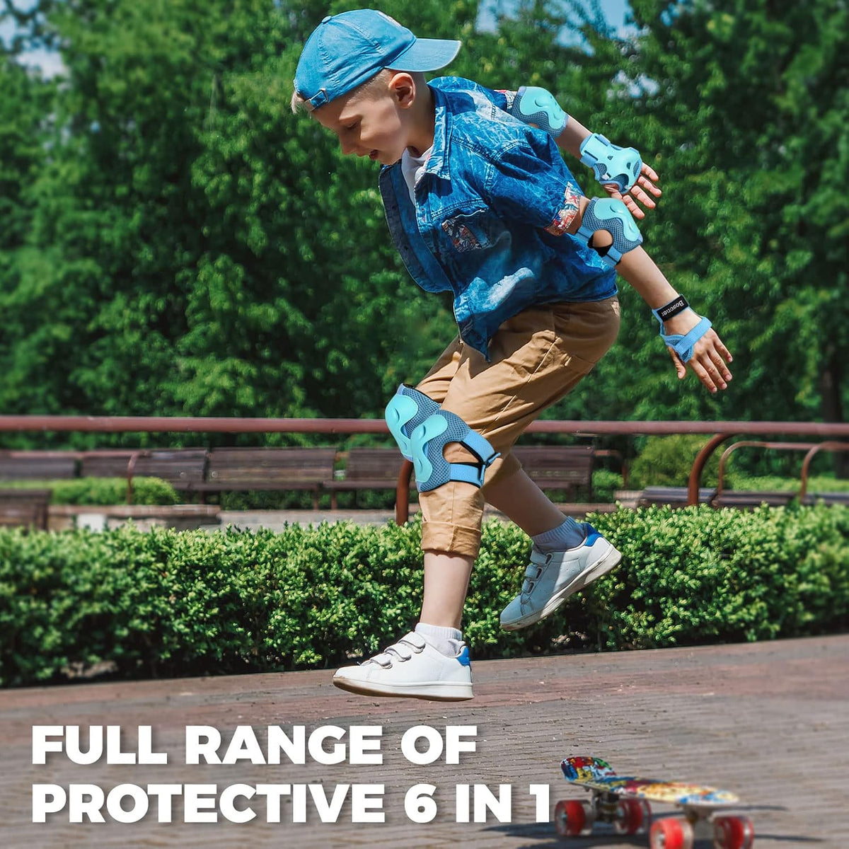BOSONER Kids/Youth Knee Pad Elbow Pads Guards Protective Gear Set for Roller Skates Cycling BMX Bike Skateboard Inline Skatings Scooter Riding Sports