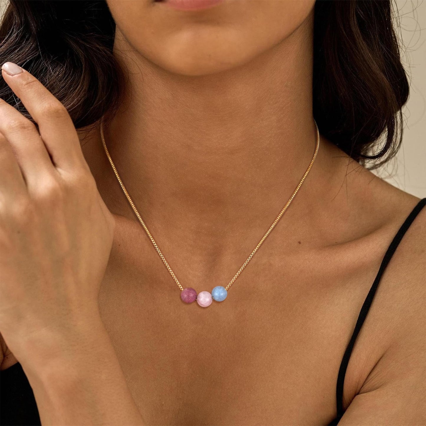 Suarlly Healthy Pregnancy Gifts Natural Stone Necklace for Pregnant Women Pregnancy Gifts for New Expecting Mom Mothers Day Jewelry Gift