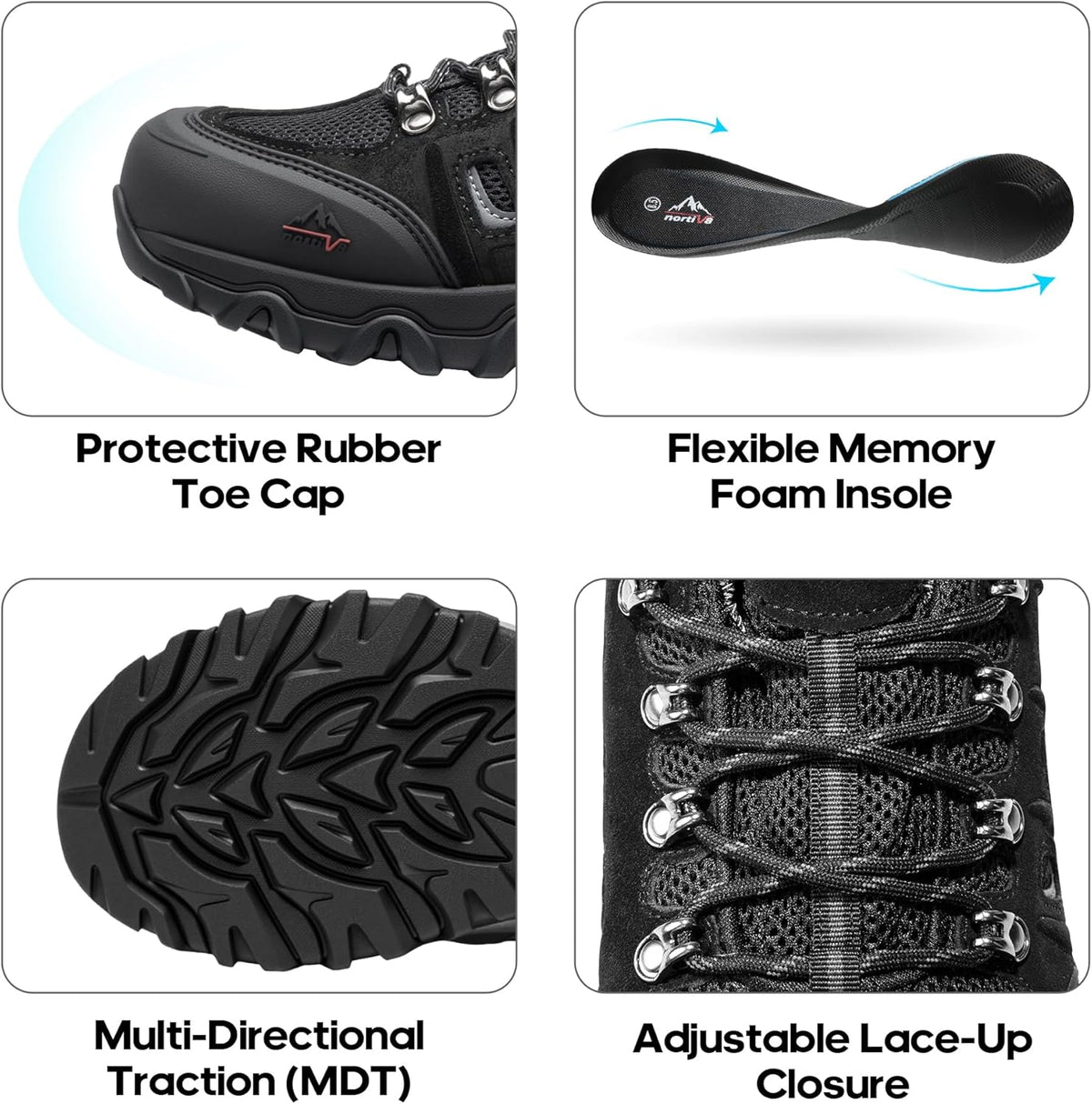 NORTIV 8 Men's Waterproof Hiking Shoes Leather Low-Top Hiking Shoes for Outdoor Trailing Trekking Camping Walking Quest