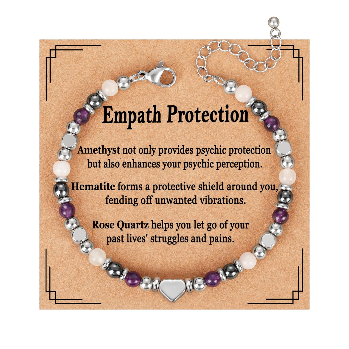 Pavkki Protection Bracelet for Women Gifts Empath Crystals Healing Emf Amethyst Hematite Jewelry Natural Stones