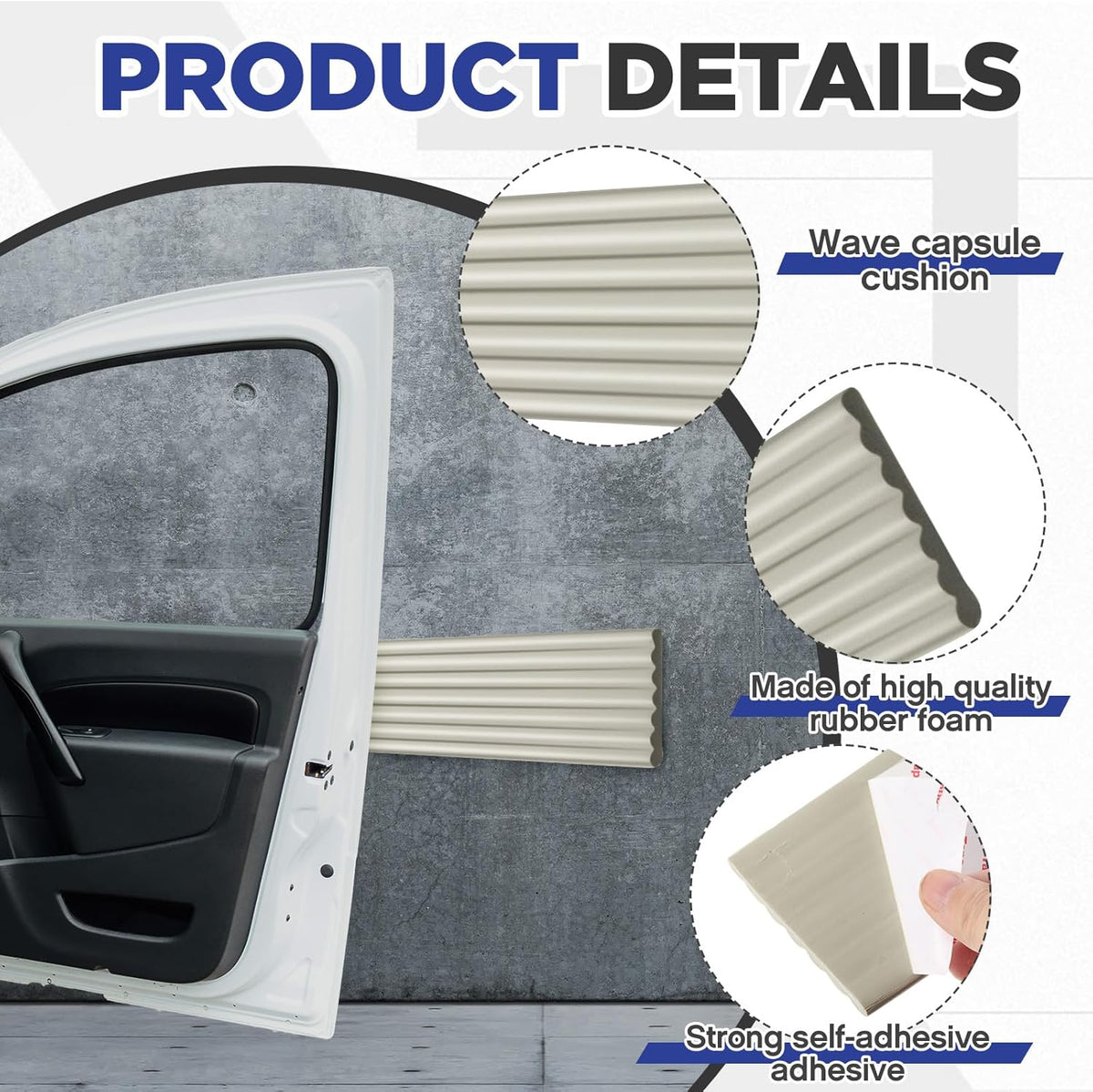 Garage Wall Protector 3.15in x 10ft Self-Adhesive Rubber Bumper Protectors Strip for Car SUV Doors Waterproof Anti-Scratch Wall Bumper Guard for Garage Car(Gray)