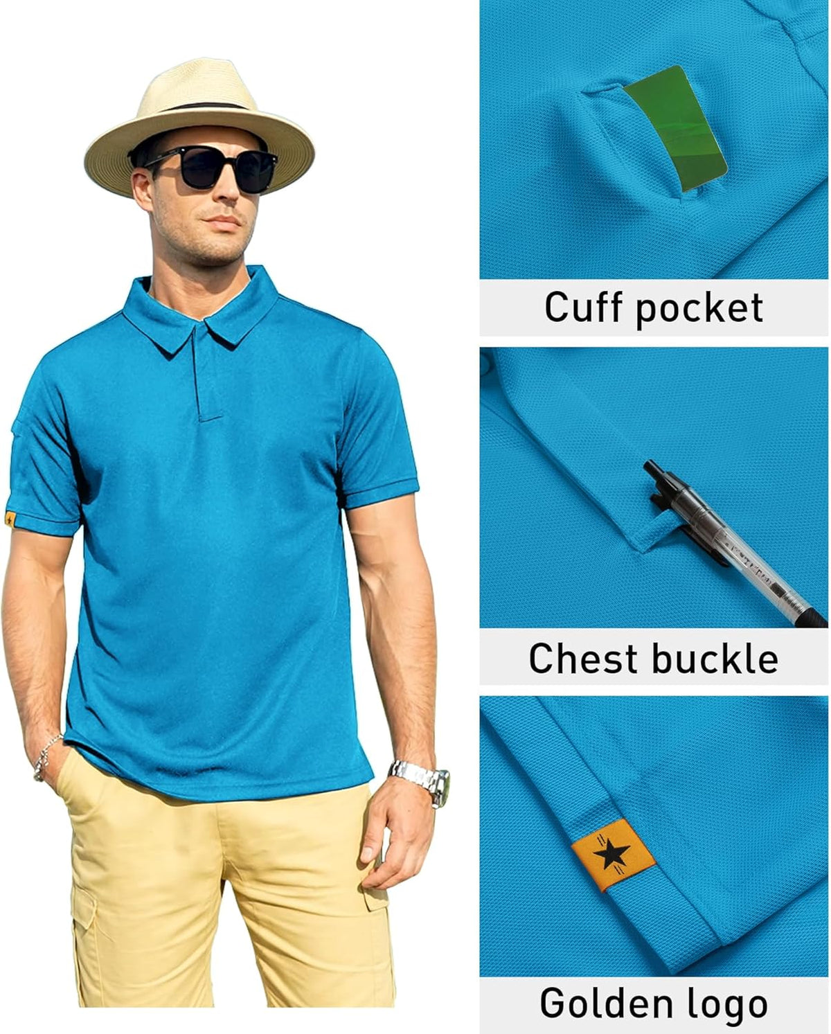 ZITY Mens Polo Shirt Short Sleeve Sports Tactical T-Shirt Athletic Golf Polos Daily Casual Stylish Collared Shirts for Men
