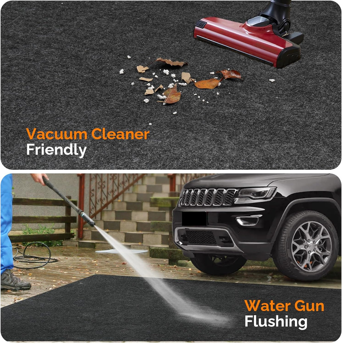 TUFFIOM 20' x 7'4" Oil Spill Mat with Tape,Garage Floor Mat for Under Car,Oil Absorbent Mat for Garage Waterproof,Oil Drip Change Parking Mat for Driveway,Reusable,Washable