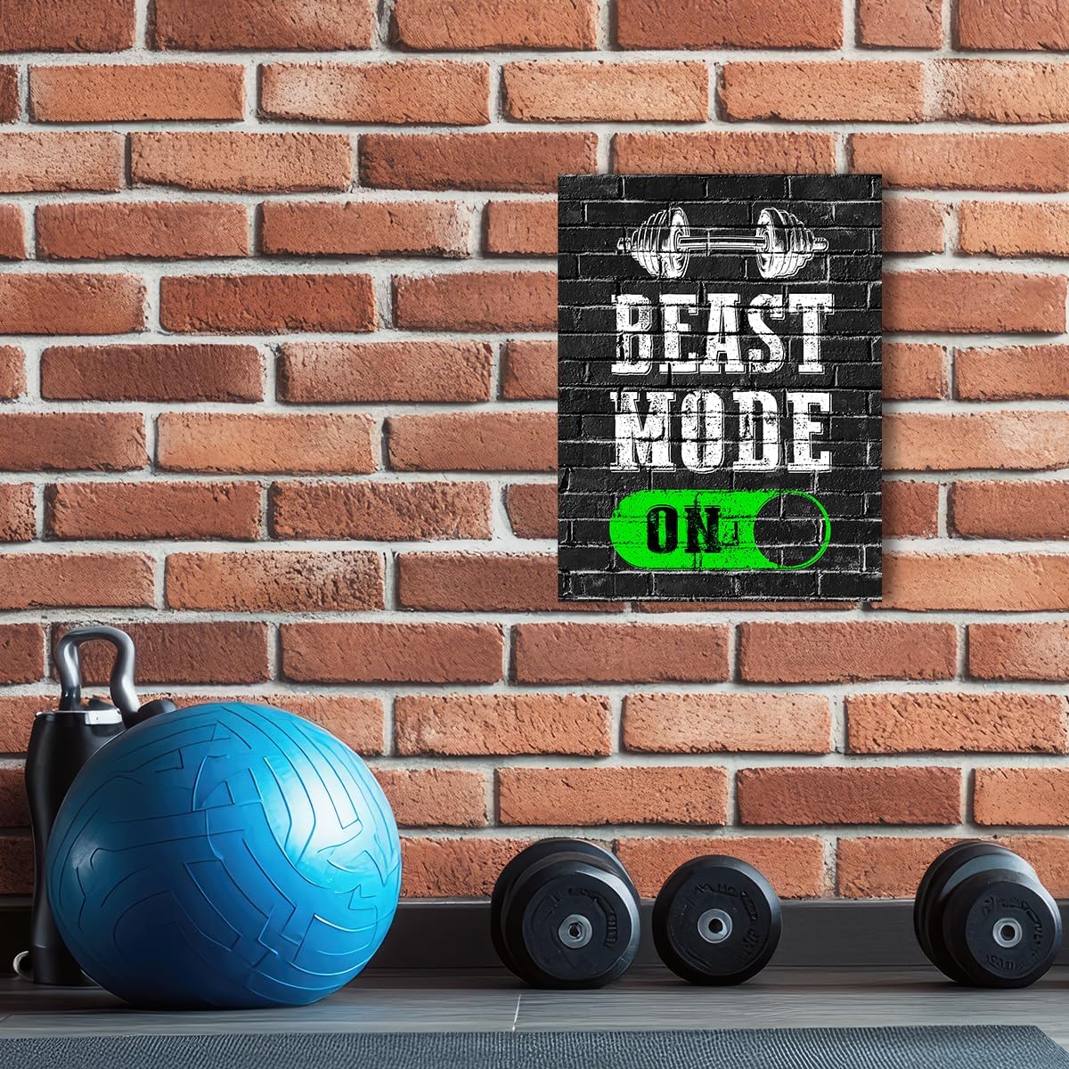 Gym Quotes Wall Art,Inspirational Workout Wall Decor,Beast Mode on Canvas Wall Art for Home Gym Exercise Fitness Room