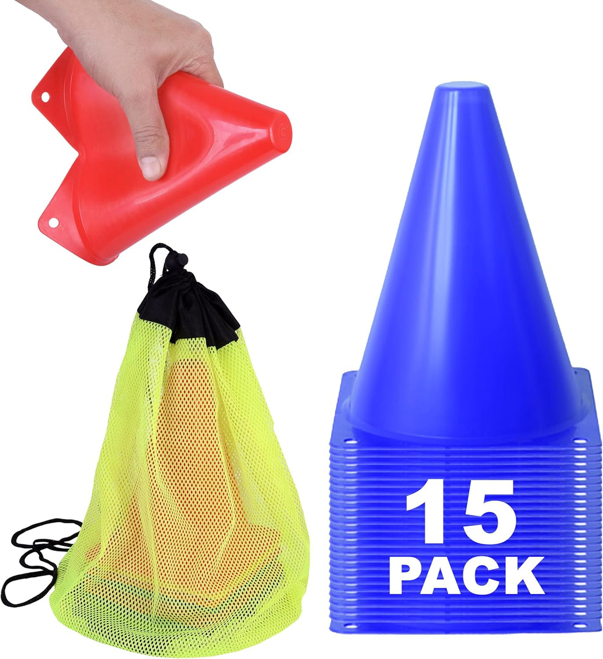 Cones for Sports Training, 7 Inches Tall & Visible, Durable and Easy to Handle Sports Cones, Ideal for All Kinds of Training Cones Activities and Field Practice Sport
