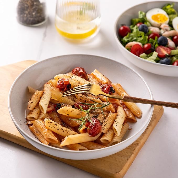 AmorArc 8.5'' Large Ceramic Pasta Bowls, 36oz Stoneware Pasta Serving Bowls Set of 6 for Kitchen, Wide Bowls for Pasta,Salad,Oatmeal, Microwave Safe, Reactive-Color