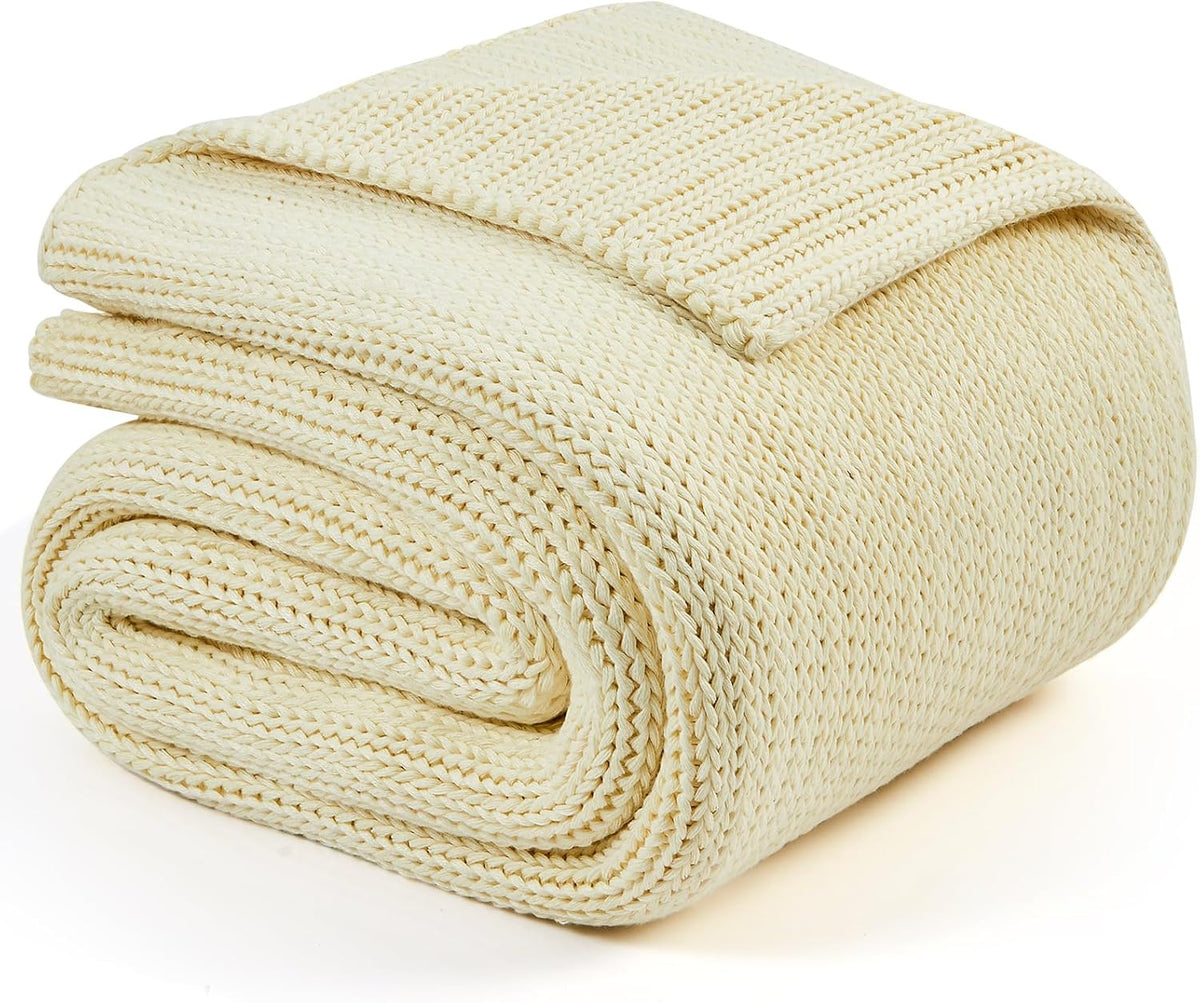 L'AGRATY Heavy Weighted Blanket - 50"x60", 10lbs Cooling Chunky Knit, Braided Crochet Throw with Thick Cable Yarn, Machine Washable