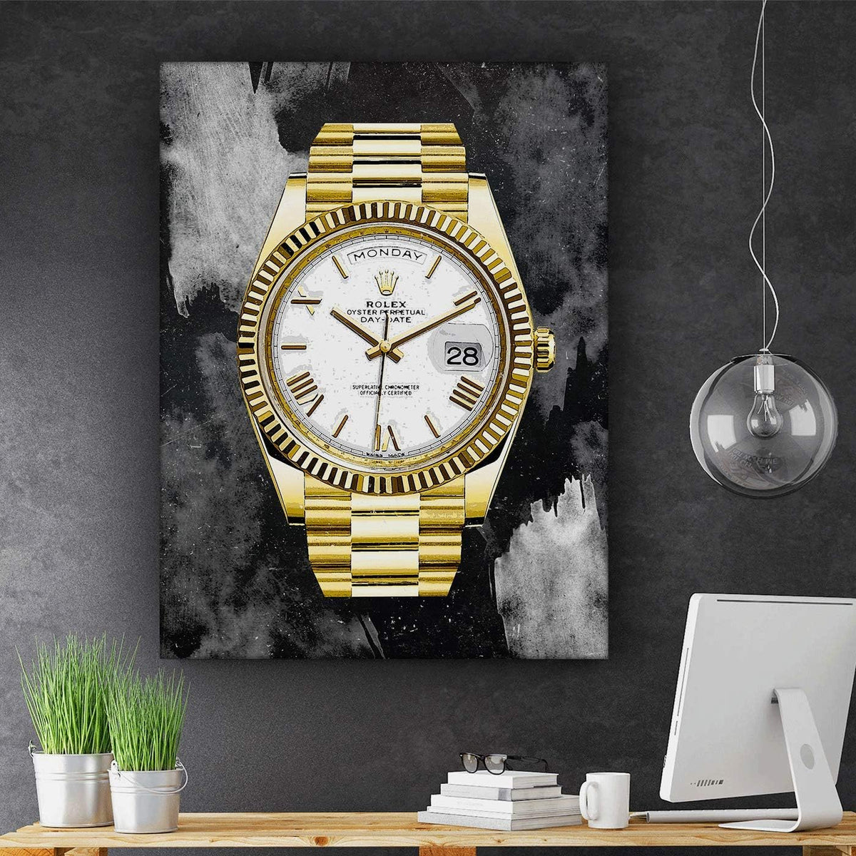 SuccessHunters Luxury Gold Watch Canvas Print Office Wall Decoration Home Decor Modern Art Prints Inspiration Motivation Inspire Entrepreneur Quote Inspirational Motivational House Decal (48" x 36")