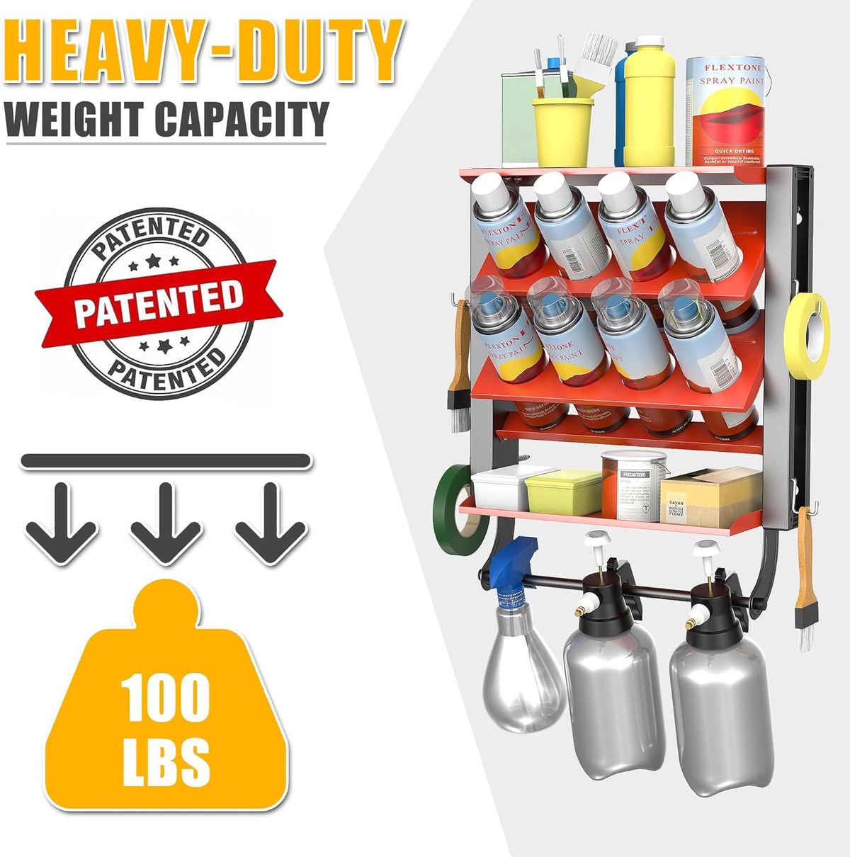 Ultrawall Spray Can Holder Rack, Heavy Duty Steel Wall Mounted Spray Bottle Holder, Garage Tool Utility Storage Rack, Holds 100 lbs