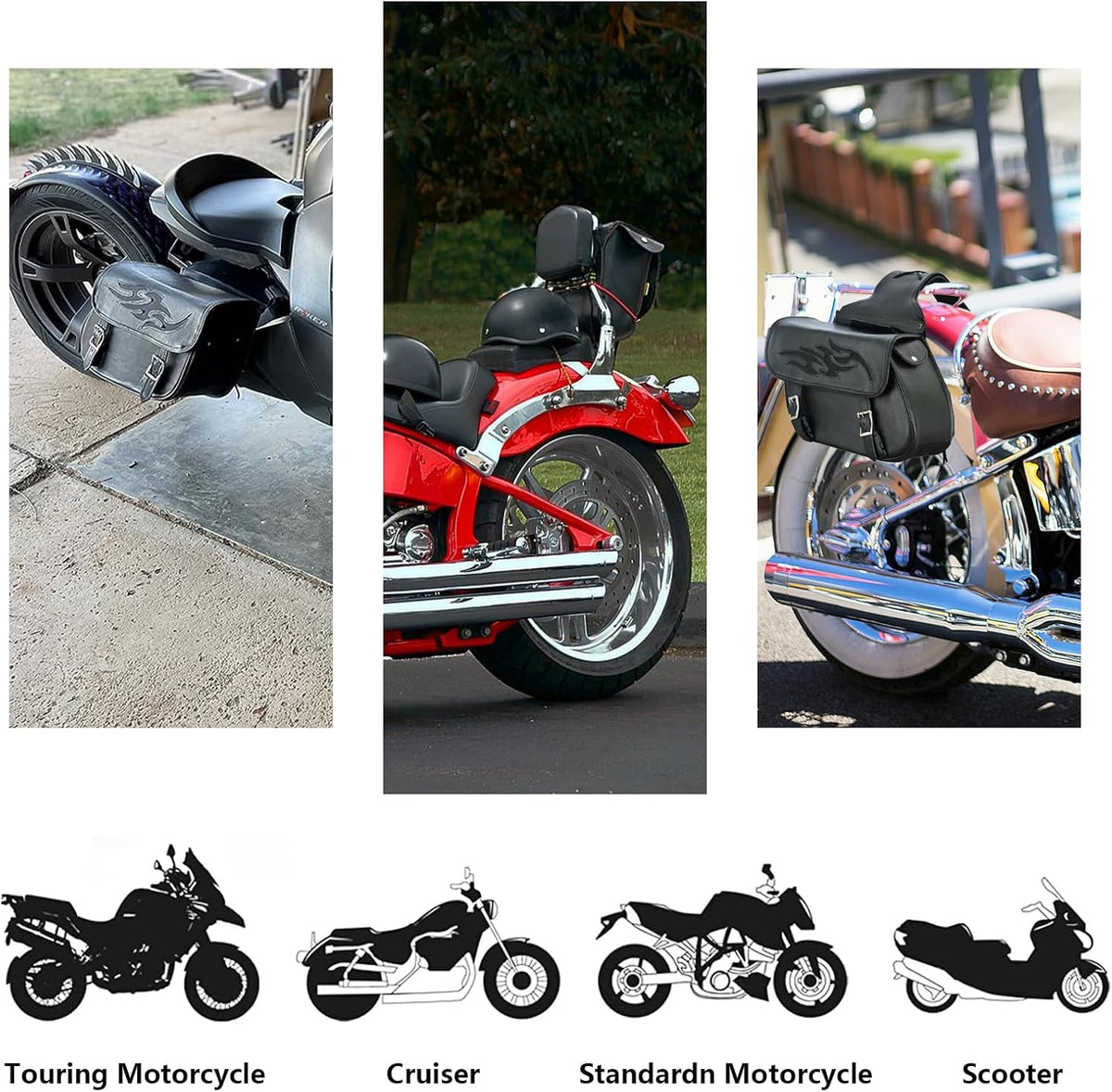 GARGOYLE BELLS Motorcycle Saddle Bags Leather Motorcycle Luggage Bag with Gun Holsters For Softails Sportsters and Choppers Waterproof Luggage Bags For Motorcycle