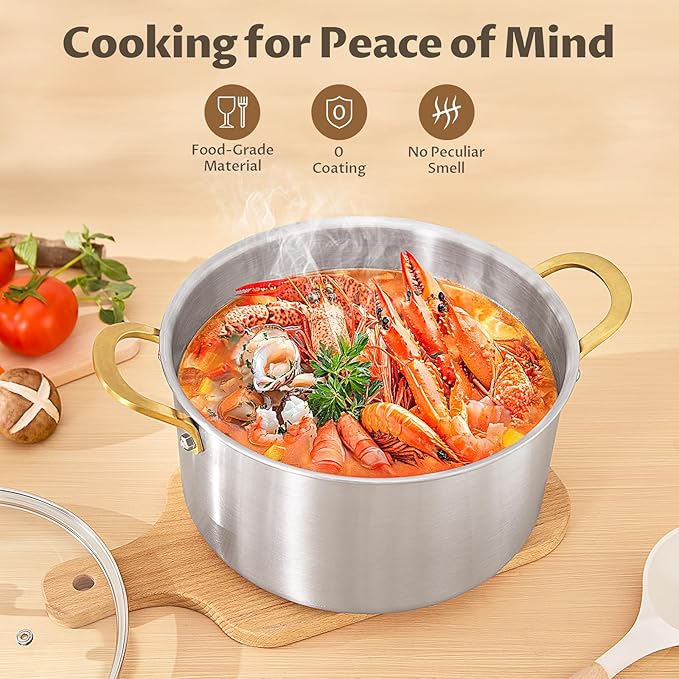 BEZIA 12 Quart 3-Ply Stainless Steel Stockpot, Soup Pot with Lid in Fully Clad Tri-Ply Stainless Steel, Even Heat Distribution, Cooking Pot with Handles, All Cooktops Compatible, Perfect for Stew